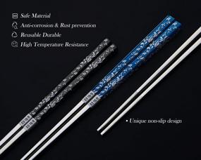 img 1 attached to Enjoy Your Asian Cuisine With Multicolor Stainless Steel Reusable Chopsticks - 18/8 Metal, Lightweight And Engraved - Dishwasher Safe - 4 Pairs Gift Set