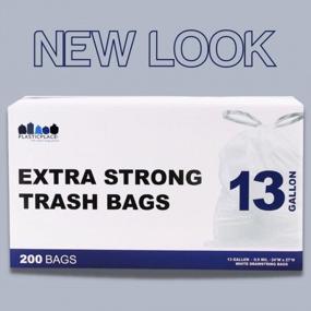 img 3 attached to Plasticplace White Drawstring Trash Bags, 13 Gallon Capacity, 1.2 Mil Thickness - Perfect For Home And Office, 200 Count (Pack Of 1)