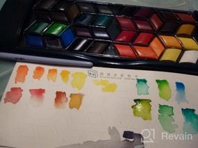 img 6 attached to 24 Vivid Watercolor Paints Set With Brush - Perfect For Students, Beginners & Hobbyists (HIMI Green)