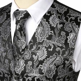 img 1 attached to Upgrade Your Style With WHATLEES Men'S 3Pc Paisley Vest, Neck Tie And Jacquard Square Set