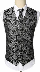 img 3 attached to Upgrade Your Style With WHATLEES Men'S 3Pc Paisley Vest, Neck Tie And Jacquard Square Set