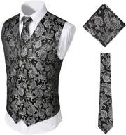 upgrade your style with whatlees men's 3pc paisley vest, neck tie and jacquard square set logo