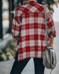 img 1 attached to Flannel Plaid Lapel Button Down Shacket For Women, Featuring Long Sleeves And Pockets - Perfect For Casual Wear