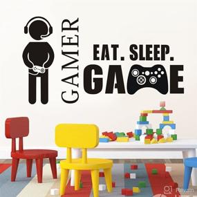 img 1 attached to 🎮 Gamer with Controller Wall Decal, Sleep Game Boy Wall Sticker, Vinyl Art Design for Home, Playroom, Bedroom Decor (2 Pack)