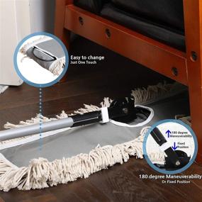 img 1 attached to 🧹 JINCLEAN 24-inch Industrial Cotton Floor Dust Mop with Adjustable Steel Handle - Commercial Mops for Hardwood, Tiles, Laminate, Vinyl, Garage Epoxy, Bamboo Surfaces - Floor Cleaning Broom