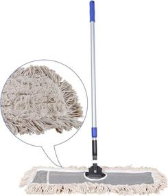 img 4 attached to 🧹 JINCLEAN 24-inch Industrial Cotton Floor Dust Mop with Adjustable Steel Handle - Commercial Mops for Hardwood, Tiles, Laminate, Vinyl, Garage Epoxy, Bamboo Surfaces - Floor Cleaning Broom