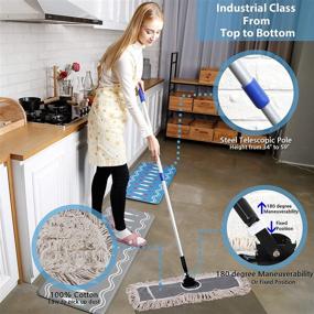 img 3 attached to 🧹 JINCLEAN 24-inch Industrial Cotton Floor Dust Mop with Adjustable Steel Handle - Commercial Mops for Hardwood, Tiles, Laminate, Vinyl, Garage Epoxy, Bamboo Surfaces - Floor Cleaning Broom