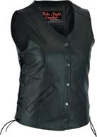 👩 daniel smart black women leather vest - stylish open neck vest with side laces and concealed armory pocket logo