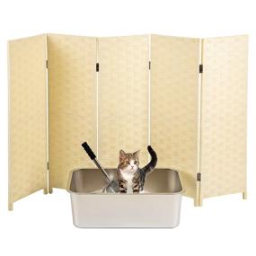 img 1 attached to 🐱 Yangbaga Cat Litter Box Privacy Screen - 5ft Wide 3.1ft High, Foldable & Detachable for Easy Storage, Enhancing Decor whilst Offering Great Functionality