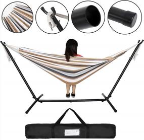 img 2 attached to 2-Person 9Ft Heavy Duty Steel Hammock Stand W/ Portable Carrying Bag - Perfect For Indoor & Outdoor Use!