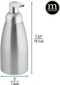 img 1 attached to MDesign Современная металлическая алюминиевая бутылка-дозатор для пенообразователя мыла для столешницы кухонной раковины, туалетного столика в ванной комнате, подсобного помещения / прачечной, гаража - экономия на мыле - коллекция Linn - упаковка 4 - матовый / серебристый