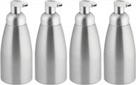 mdesign modern metal aluminum foaming soap dispenser pump bottle for kitchen sink countertop, bathroom vanity, utility/laundry room, garage - save on soap - linn collection - 4 pack - brushed/silver logo