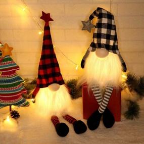 img 4 attached to HAUMENLY Swedish Christmas Gnome Lights, Scandinavian Tomte With Legs, 6 Hours Timer, Holiday Home Party Decoration (A) - Pack Of 2