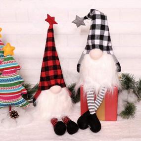img 1 attached to HAUMENLY Swedish Christmas Gnome Lights, Scandinavian Tomte With Legs, 6 Hours Timer, Holiday Home Party Decoration (A) - Pack Of 2