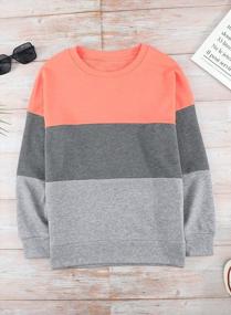 img 2 attached to Stylish Color Block Crew Neck Sweatshirts With Side Split Tunic Tops For Women - Casual Long Sleeve Blouses