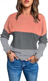 img 4 attached to Stylish Color Block Crew Neck Sweatshirts With Side Split Tunic Tops For Women - Casual Long Sleeve Blouses