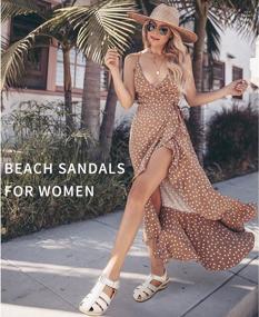 img 3 attached to Stylish And Comfortable Women'S Wedge Sandals For Summer: DUOYANGJIASHA Flip-Flop Beach Shoes With Bohemian Ankle Strap And Gladiator Design