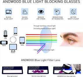 img 1 attached to Очки для чтения ANDWOOD для мужчин, блокирующие синий свет, металлические прямоугольные компьютерные очки с пружинным шарниром