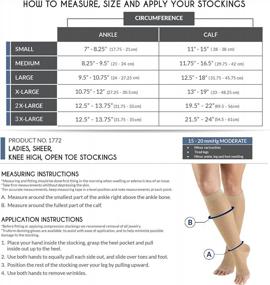 img 3 attached to Truform Sheer Compression Socks 15-20 MmHg For Women, Knee-High Open-Toe Length In Beige 20 Denier - Size Large