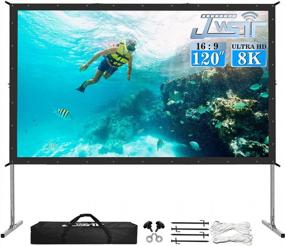 img 4 attached to JWSIT 120 Inch Outdoor Movie Screen - Upgraded 3 Layer PVC 16:9 Projector Screen With Stand And Carrying Bag For Home Backyard Rear Projection