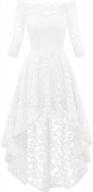 vintage lace off-shoulder cocktail dress for women - elegant hi-lo design with 3/4 sleeves by muadress logo