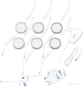 img 4 attached to 💡 EShine Hand Wave Sensor Under Cabinet Puck Lights - Dimmable Circular LED Cabinet Lighting - Pack of 6, Cool White (6000K)