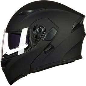 img 1 attached to 🏍️ ILM Motorcycle Dual Visor Flip up Modular Full Face Helmet DOT 6 Colors Model 902 (L, Matte Black): Versatile and Stylish Protective Gear for Bikers