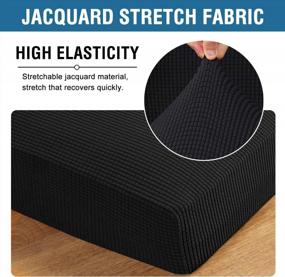 img 1 attached to Super Stretch Sofa Cushion Covers - Thick Jacquard Textured Twill Fabric Slipcovers For Individual Seat Cushions – Includes 3 Pieces For Sofas - Black By H.VERSAILTEX