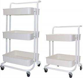 img 4 attached to 3 Tier Rolling Cart White Utility Storage Cart With Wheels Metal Roller Storage Organizer Trolley Cart For Bedroom, Living Spaces
