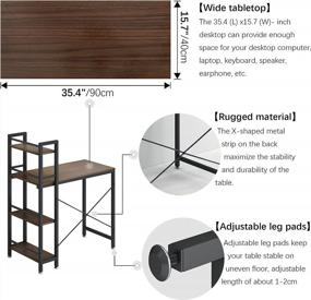 img 1 attached to 4NM Computer Desk With 4-Tier Bookshelf, 47 Inches Home Office Desk Writing Workstation Study Table Multipurpose Space-Saving Desk (Brown And Black)