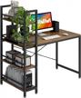 4nm computer desk with 4-tier bookshelf, 47 inches home office desk writing workstation study table multipurpose space-saving desk (brown and black) logo