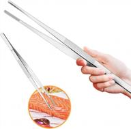 cyimi 12-inch kitchen tweezers with precision serrated tips: heavy duty stainless steel tongs for cooking and medical use logo