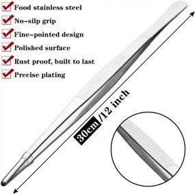 img 3 attached to Cyimi 12-Inch Kitchen Tweezers With Precision Serrated Tips: Heavy Duty Stainless Steel Tongs For Cooking And Medical Use