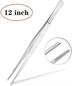 img 2 attached to Cyimi 12-Inch Kitchen Tweezers With Precision Serrated Tips: Heavy Duty Stainless Steel Tongs For Cooking And Medical Use