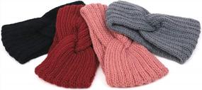 img 3 attached to Women'S Warm Knit Headbands Set: Flammi 4 Pack Turban Head Wraps With Ear Warmer For Girls