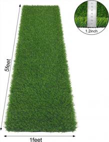 img 2 attached to Artificial Grass Table Runner - 1X5 Feet Outdoor Turf Mat With Drainage Holes For Dogs, Patio Wall Decor - Ideal Fake Grass Rug By SHACOS