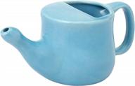 healthgoodsin ceramic neti pot, nose cleaner for sinus, dishwasher safe, premium handcrafted durable, 225 ml. capacity - blue logo