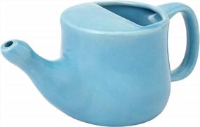 img 4 attached to HealthGoodsIn Ceramic Neti Pot, средство для очистки носа от пазух, можно мыть в посудомоечной машине, прочный продукт ручной работы премиум-класса, 225 мл. Емкость - Синий
