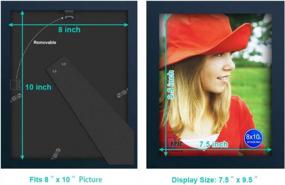 img 1 attached to Стильная фоторамка RPJC 8X10 Jazz Blue с твердой древесиной и стеклом высокой четкости для настольного и настенного монтажа