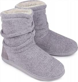 img 4 attached to Cozy Women'S Chenille Knit Slipper Boots With Plush Fleece And Memory Foam For Ultimate Comfort At Home