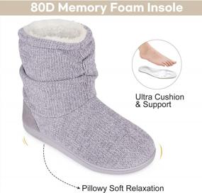 img 2 attached to Cozy Women'S Chenille Knit Slipper Boots With Plush Fleece And Memory Foam For Ultimate Comfort At Home