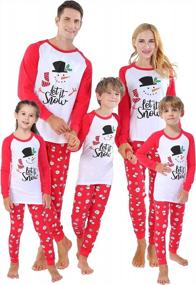 img 4 attached to Рождественский комплект пижамы в клетку для всей семьи - Подходящие пижамы с оленями для женщин, мужчин и детей - Рождественская одежда для уютного отдыха