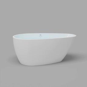 img 4 attached to FerdY Tamago 55 - Oval Acrylic Freestanding Bathtub In Glossy White With CUPC Certification And Brushed Nickel Drain Assembly