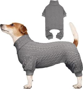 img 4 attached to 🐶 Cozy and Stylish Dog Sweater: Turtleneck Knitted Clothes for Large Dogs - Grey & L