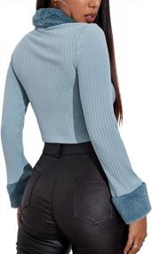 img 1 attached to Шикарно и уютно: винтажные женские рубашки с длинным рукавом, отложным воротником и меховым пэчворком на весну и осень