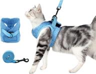 cat harness and leash set for walking escape proof adjustable soft padded vest with running cushioning comfortable outdoor jacket for pet kitten puppy rabbit blue s logo