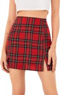 women's plaid skirt: high-waisted split front zip up mini bodycon by wdirara logo