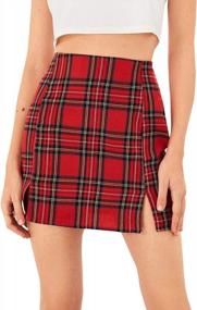 img 4 attached to Women'S Plaid Skirt: High-Waisted Split Front Zip Up Mini Bodycon By WDIRARA