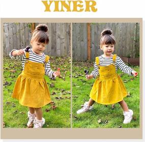 img 3 attached to Fall/Winter Toddler Girl Overall Outfits With Long Sleeve Stripe Top And Braces Skirt - Infant Girl'S Clothing Set