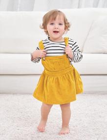 img 2 attached to Fall/Winter Toddler Girl Overall Outfits With Long Sleeve Stripe Top And Braces Skirt - Infant Girl'S Clothing Set